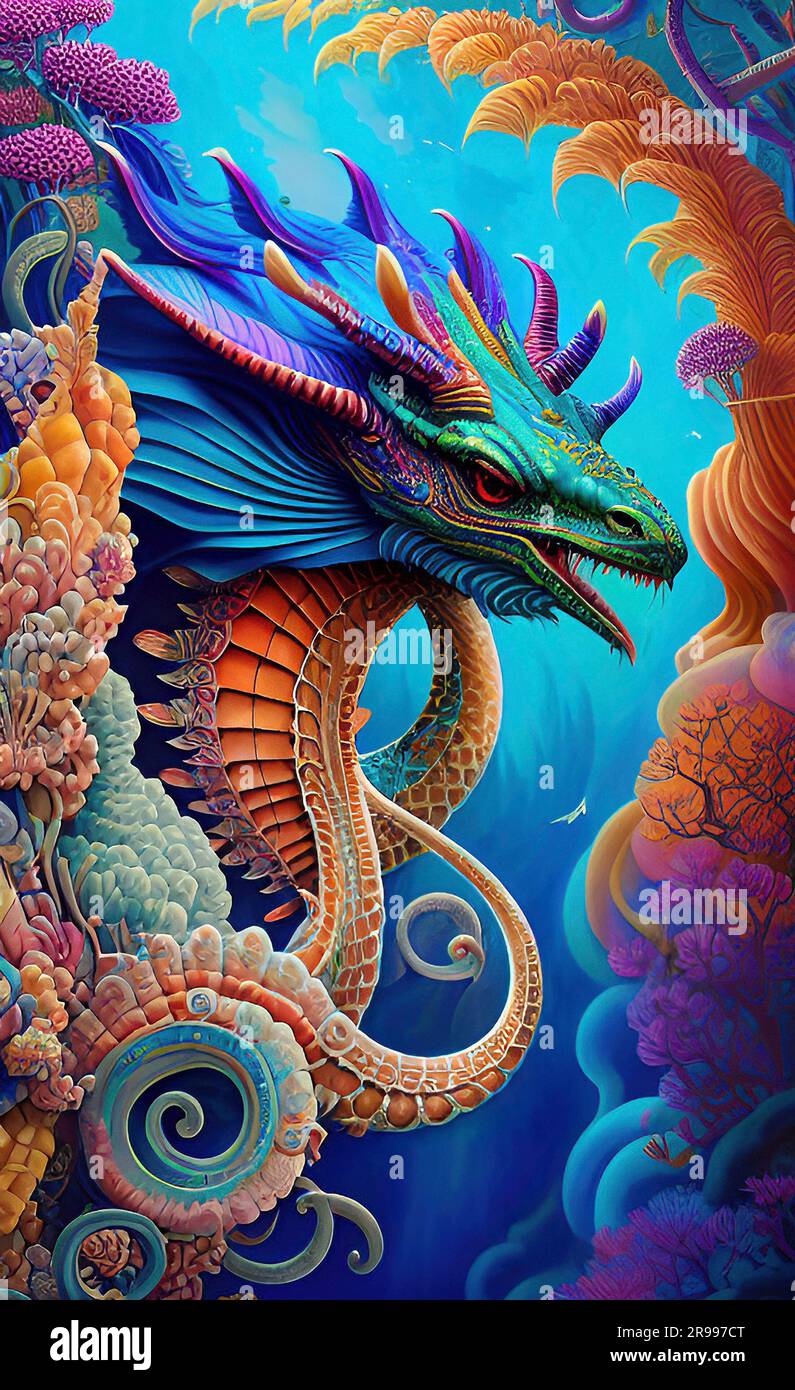 Fantasy Sea Dragon Art Stock Photo Alamy