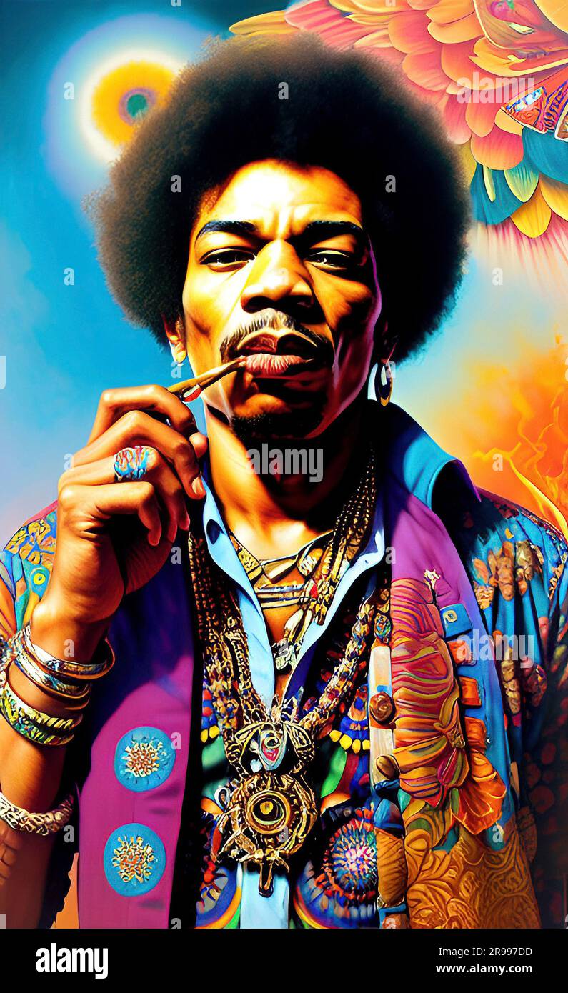 Psychedelic Jimi Hendrix Stock Photo Alamy