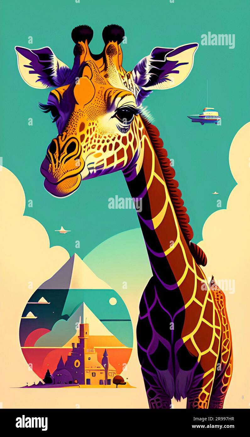 Giraffe contemporary illustration hi-res stock photography and images