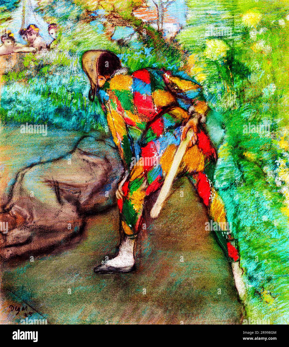 Harlequin painting in high resolution by Edgar Degas. Stock Photo