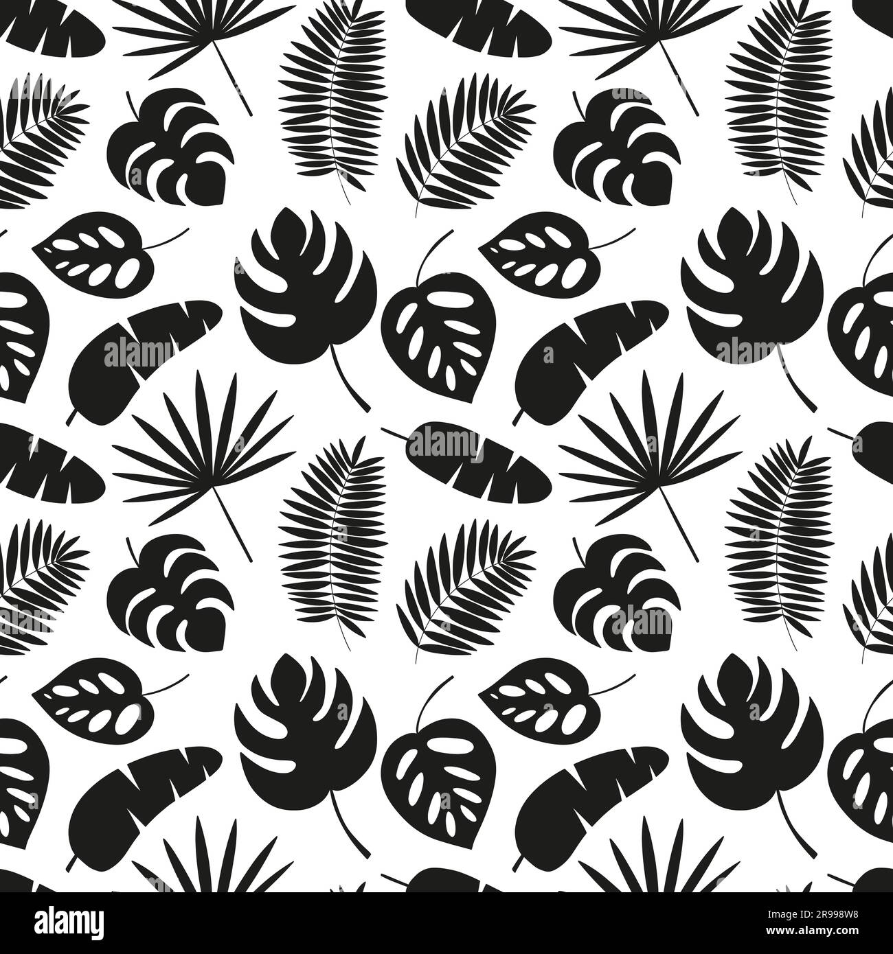 Tropical leaves black pattern Stock Vector Image & Art - Alamy
