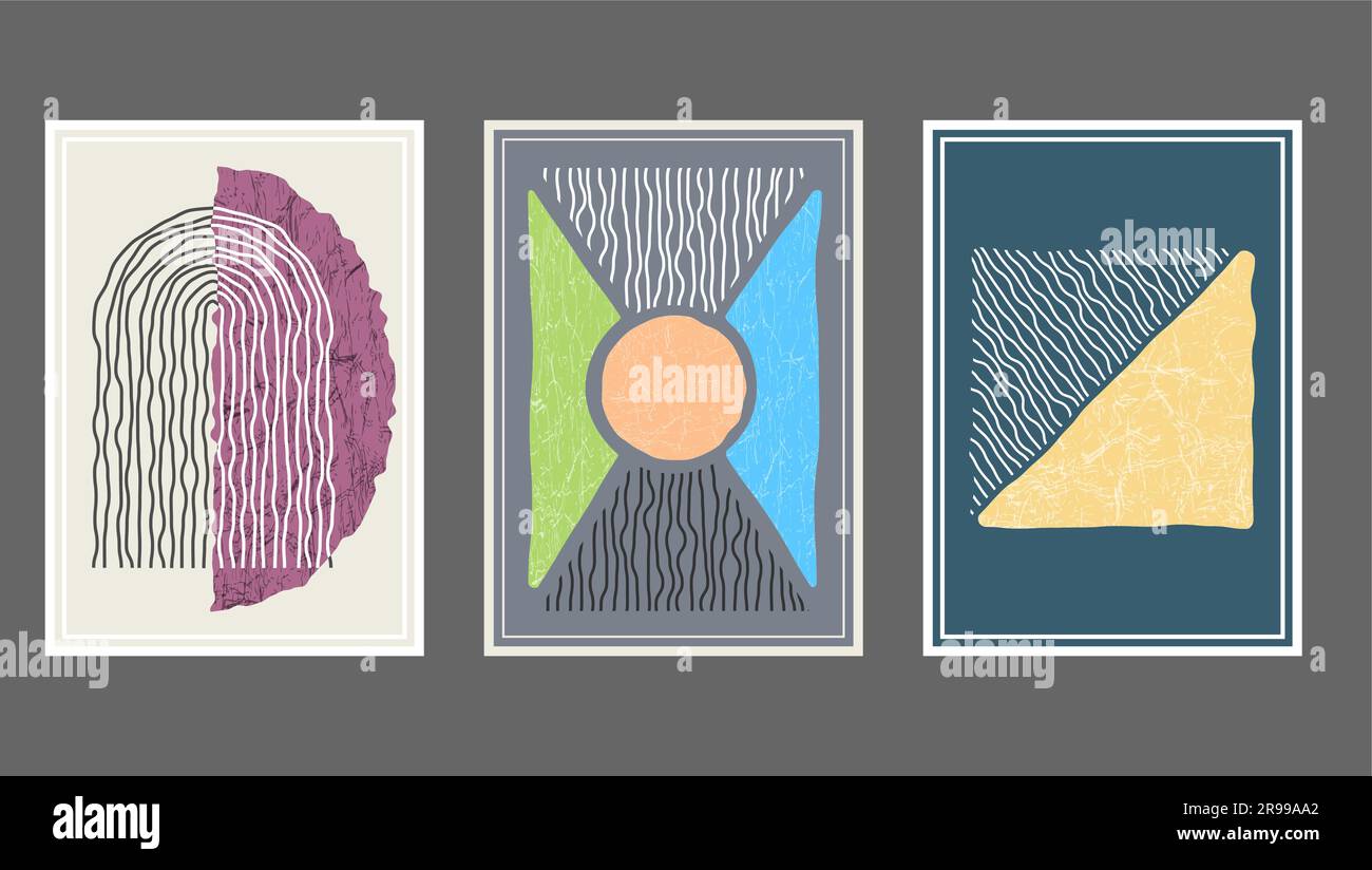 Abstract composition of distorted geometric shapes. A collection of ...