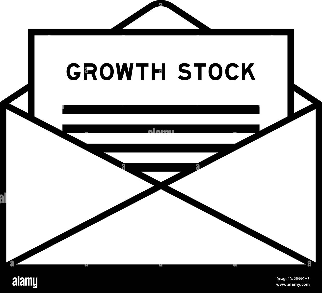 Envelope and letter sign with word growth stock as the headline Stock Vector