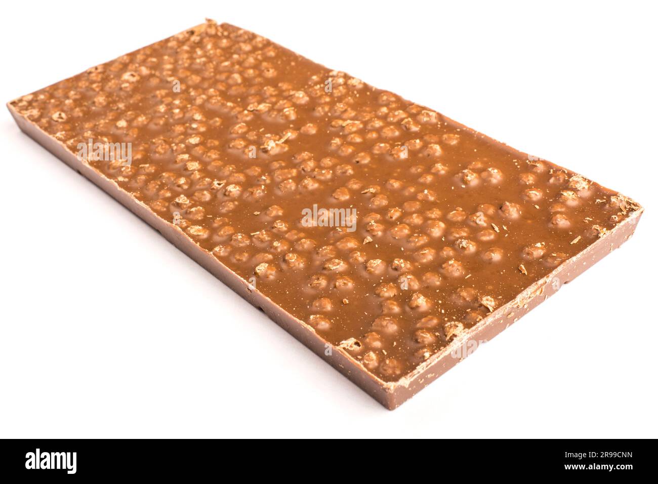 the back of a chocolate bar on a white background isolated Stock Photo