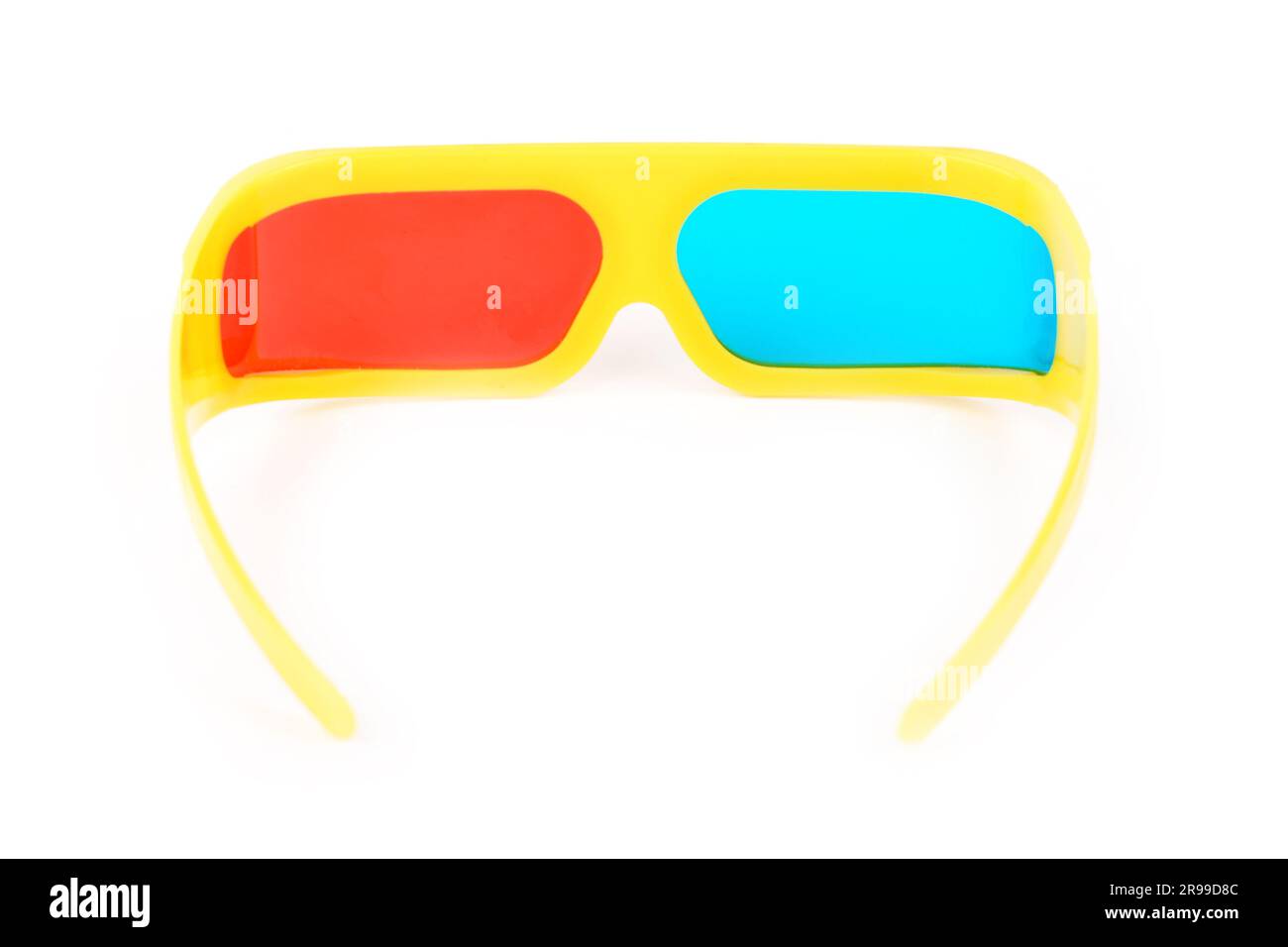 yellow 3d plastic glasses with colored glasses isolated on white Stock