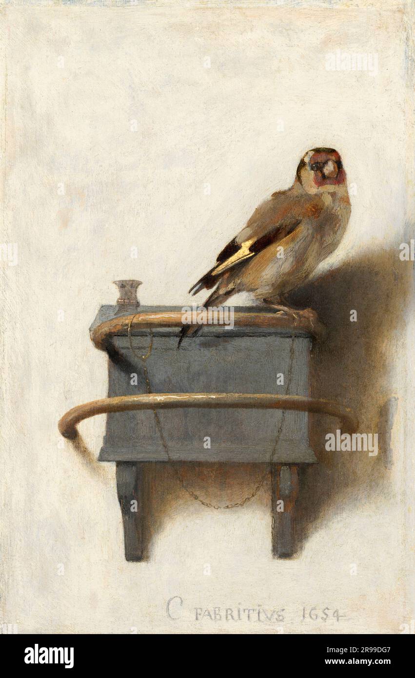 The Goldfinch.  Carel Fabritius. 1654. Stock Photo