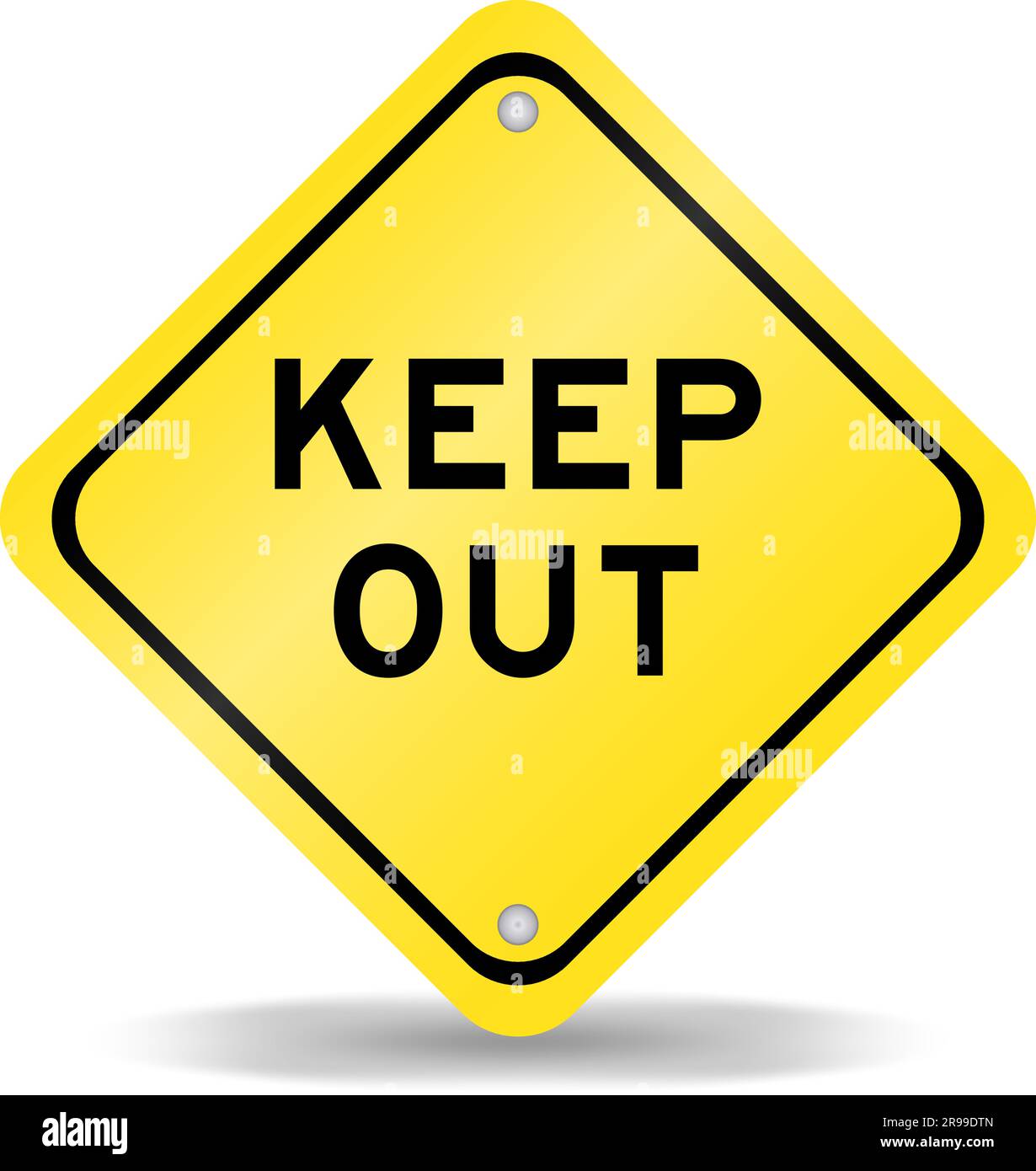 Yellow Color Transportation Sign With Word Keep Out On White Background Yellow Color Transportation Sign With Word Keep Out On White Background