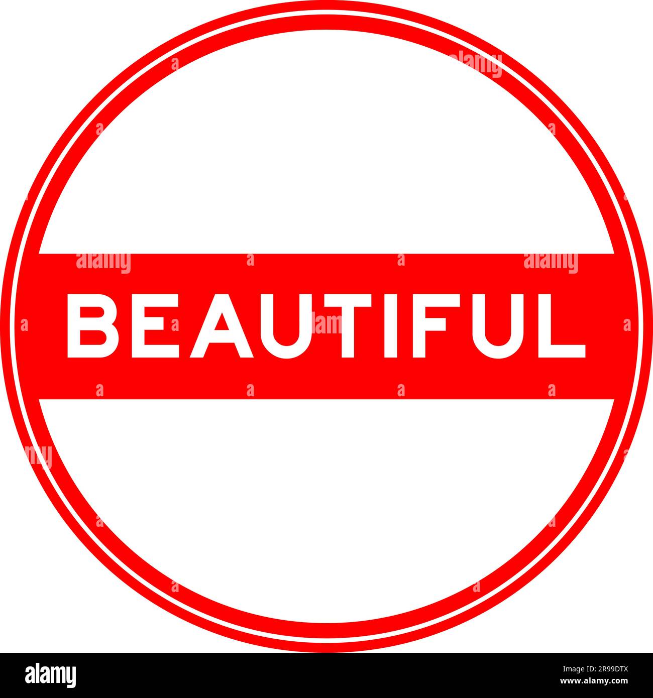 Red color round seal sticker in word beautiful on white background Stock Vector