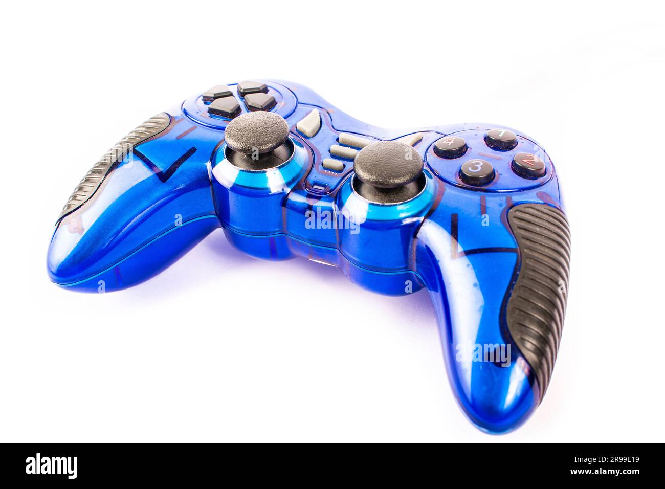 Blue gamepad without perforated on white background isolate Stock Photo ...