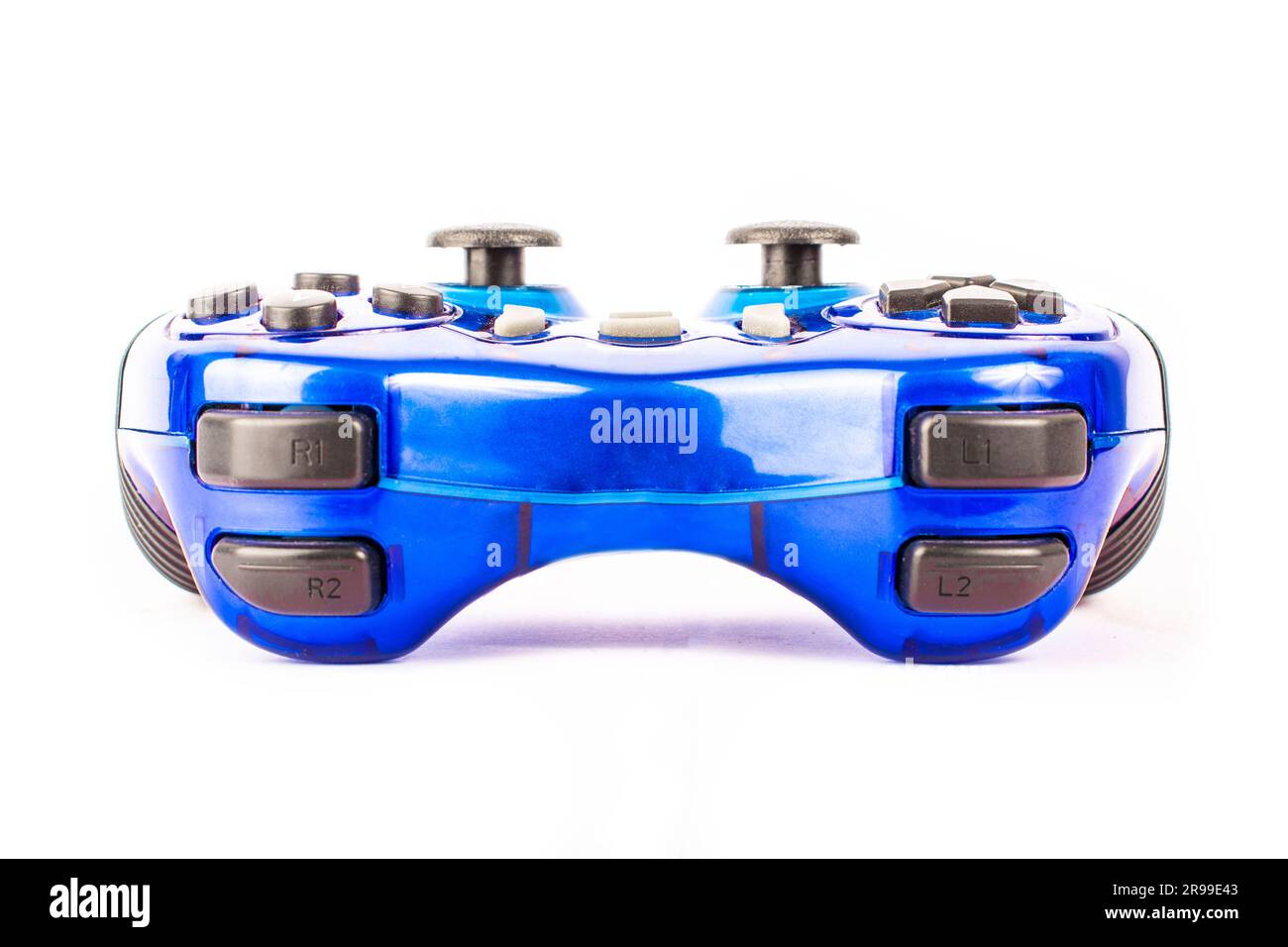 Blue gamepad without perforated on white background isolate Stock Photo