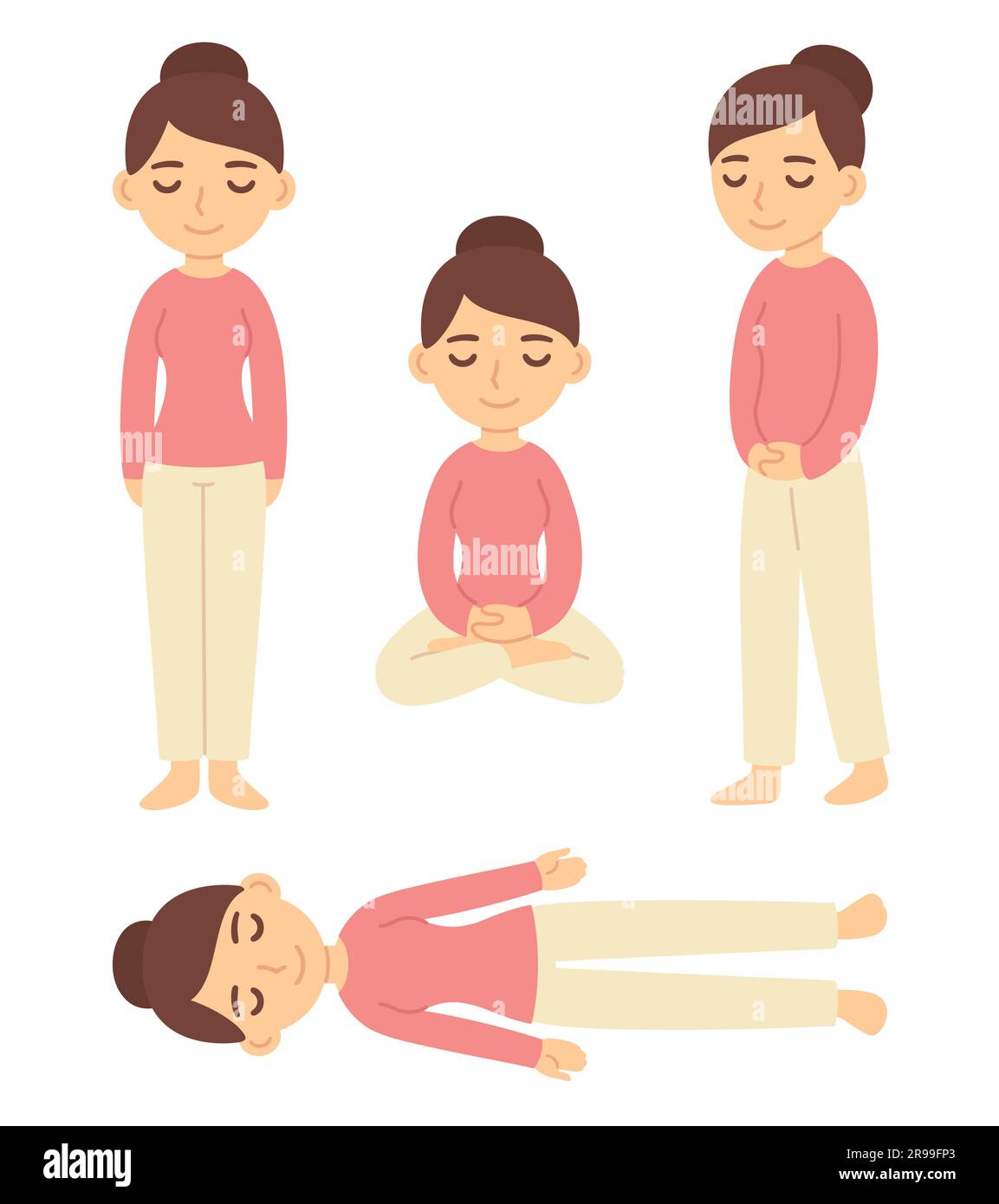 Cute Yoga Vector, Sticker Clipart Four Different Poses Of Girl Meditating  In The Poses Cartoon, Sticker, Clipart PNG and Vector with Transparent  Background for Free Download