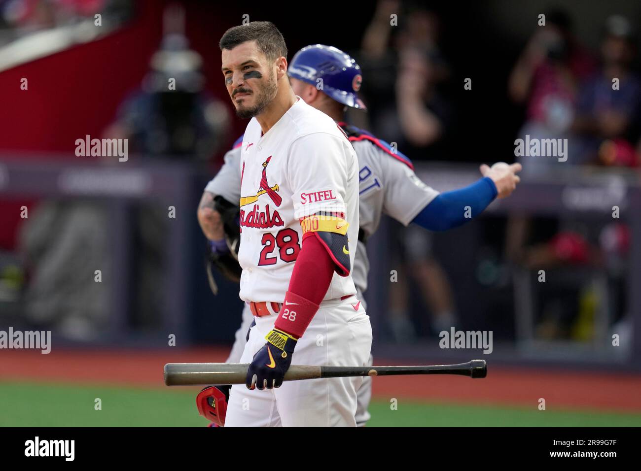 Nolan Arenado #28 of the St. Louis Cardinals during the 2023 MLB London  Series match St. Louis Cardinals vs Chicago Cubs at London Stadium, London,  United Kingdom, 24th June 2023 (Photo by