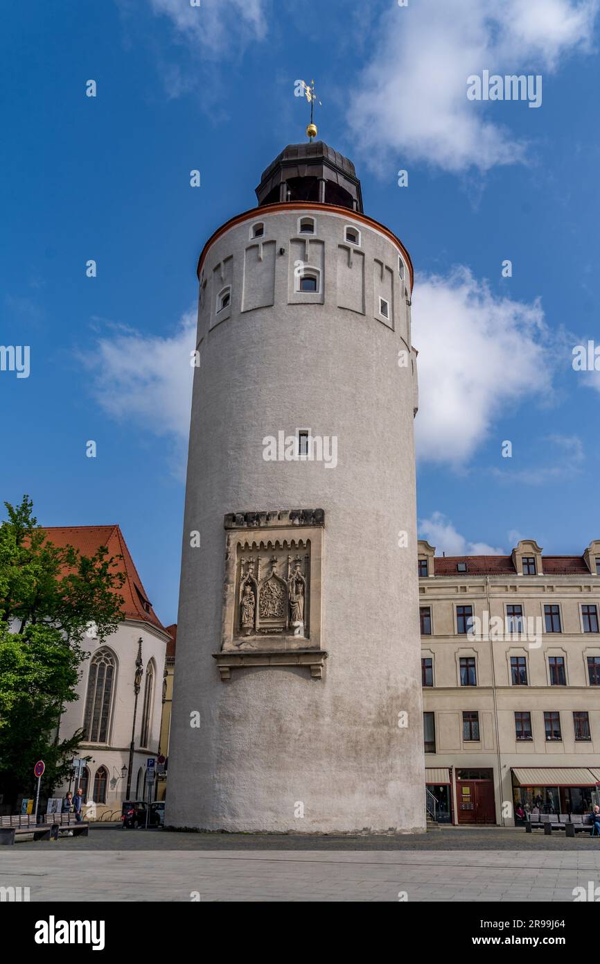 Thick Tower, decorative Gothic defensive structure part of Gorlitz medieval defenses Stock Photo