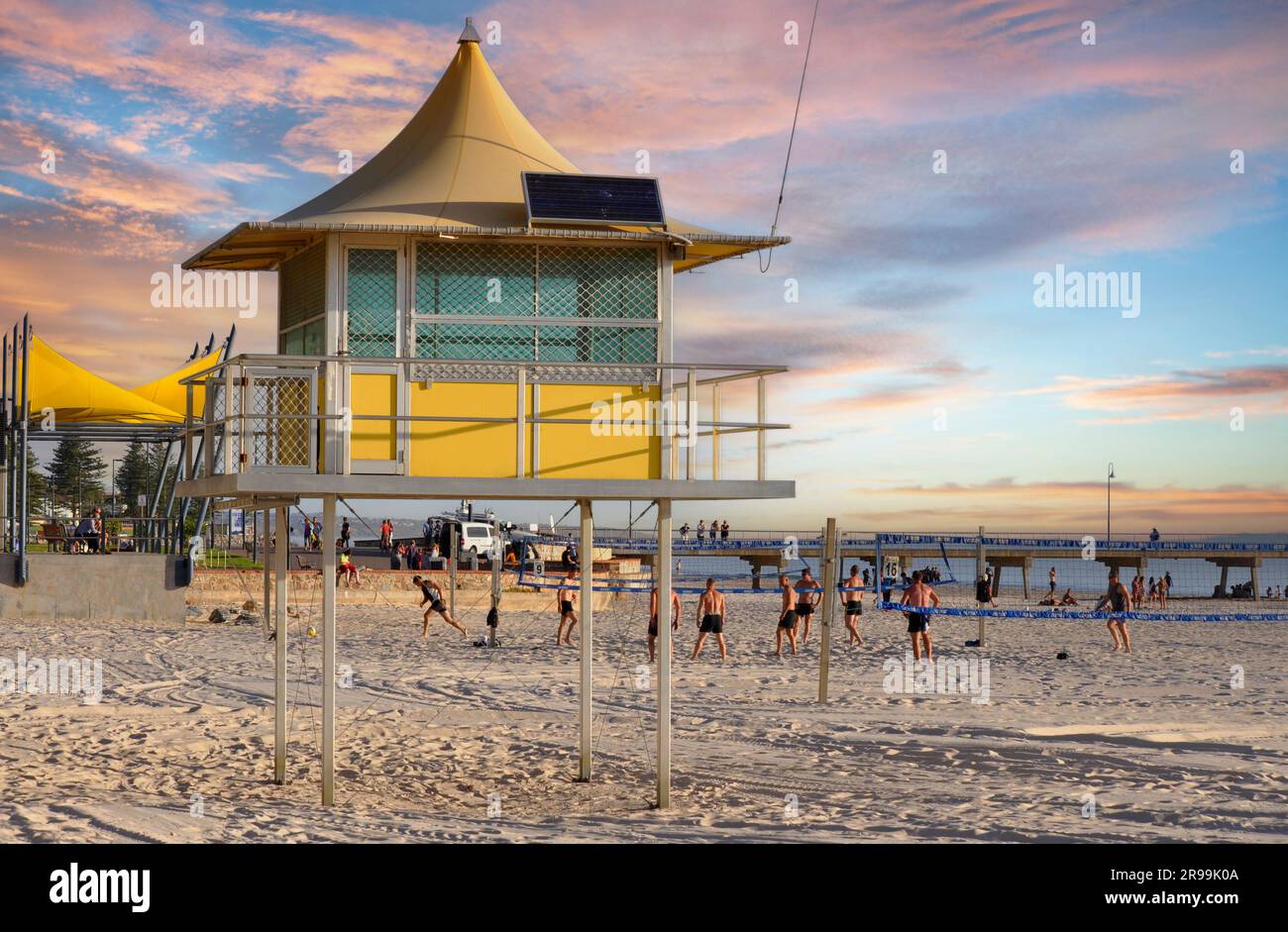 April 4, 2016, Beach Volleyball players on the beach of Glenelg