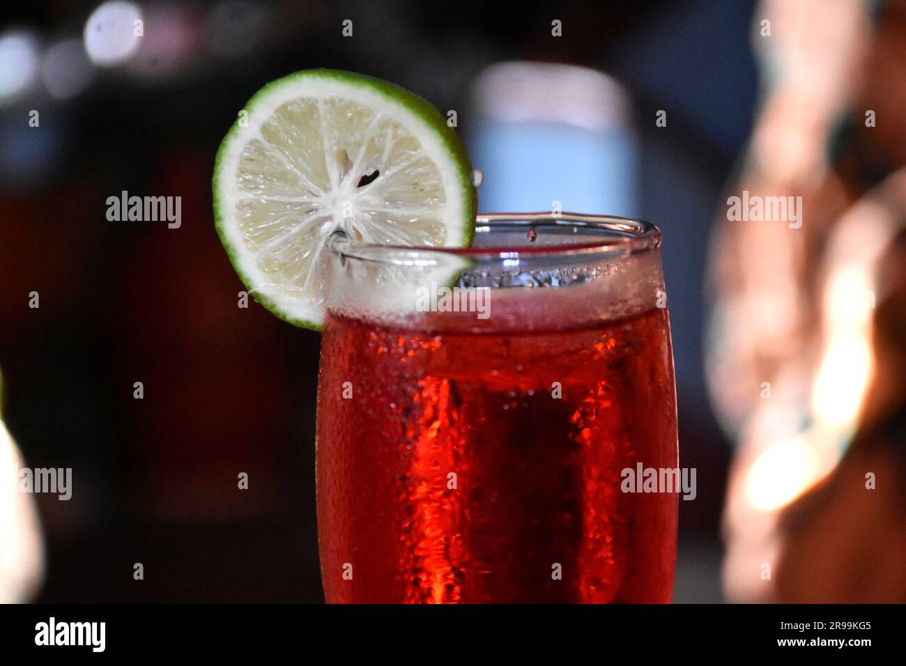 Drinking red drinks gives energy to the body and increases excitement Stock Photo