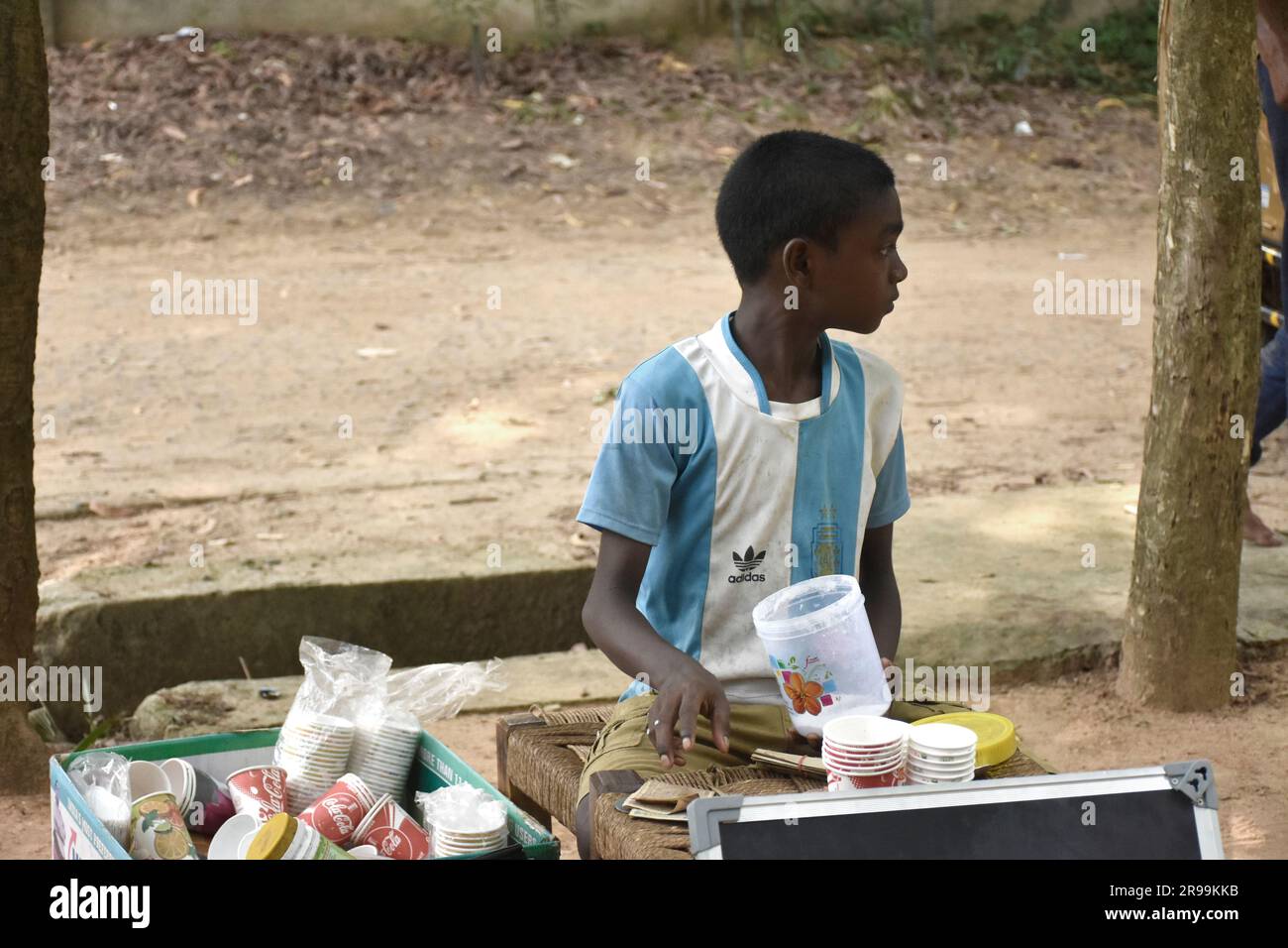 traibal boy birvum west bengal Stock Photo