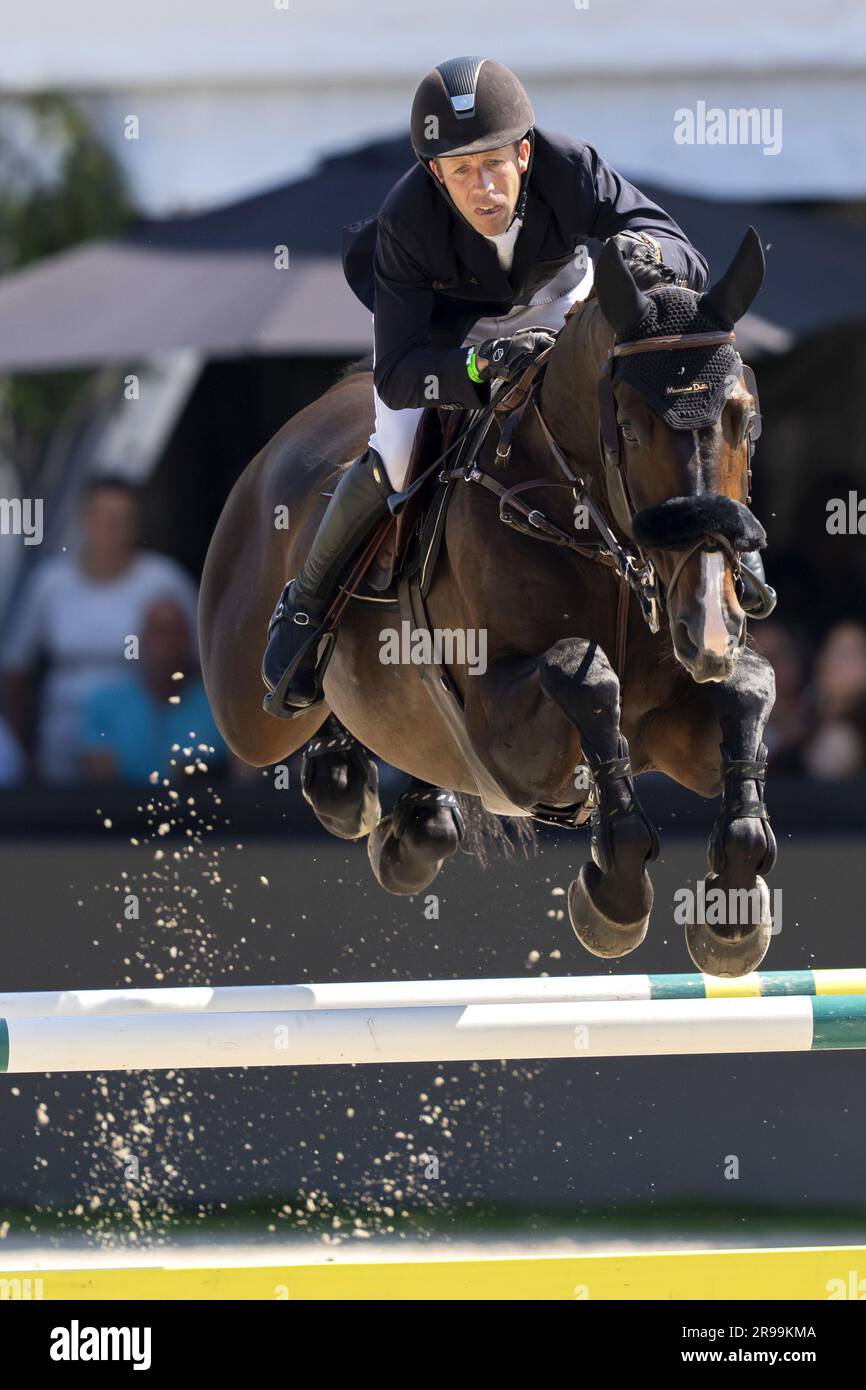 ROTTERDAM - Maikel van der Vleuten with O bailey vh Brouwershof in action during the Nations Cup jumping at CHIO Rotterdam. The equestrian event takes place for the 74th time in the Kralingse Bos in Rotterdam. ANP SANDER KONING netherlands out - belgium out Stock Photo
