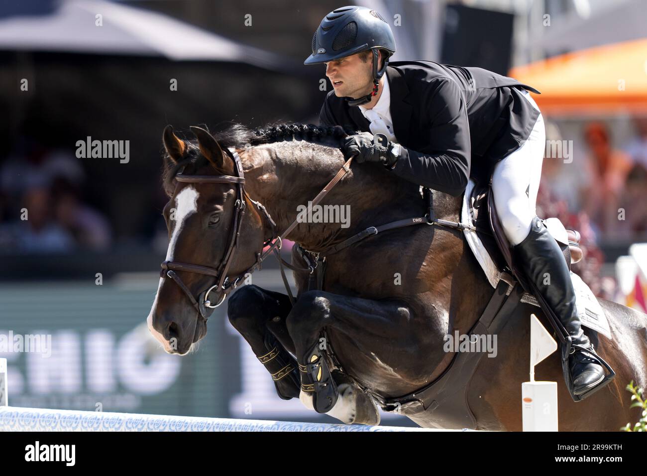 ROTTERDAM - Bas Moerings with Ipsthar in action during the Nations Cup jumping at CHIO Rotterdam. The equestrian event takes place for the 74th time in the Kralingse Bos in Rotterdam. ANP SANDER KONING netherlands out - belgium out Stock Photo