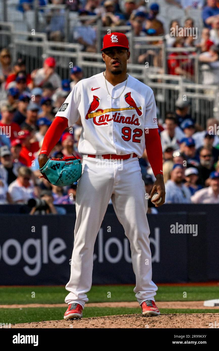 Genesis Cabrera #92 of the St. Louis Cardinals during the 2023 MLB