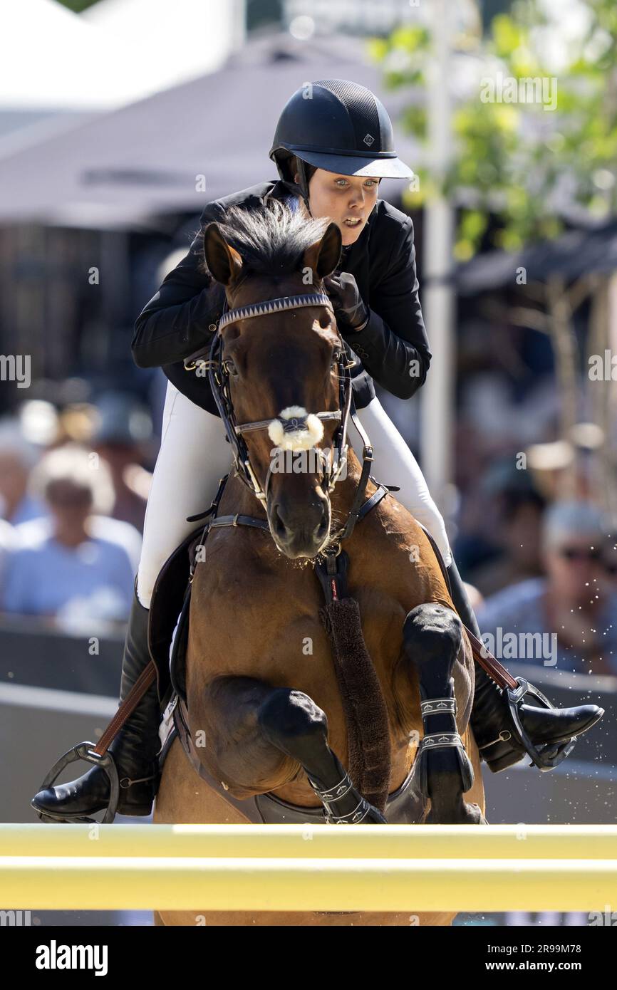 ROTTERDAM - Victoria Gulliksen with Mistral van de Vogelzang in action during the Nations Cup jumping at CHIO Rotterdam. The equestrian event takes place for the 74th time in the Kralingse Bos in Rotterdam. AP SANDER KING Stock Photo