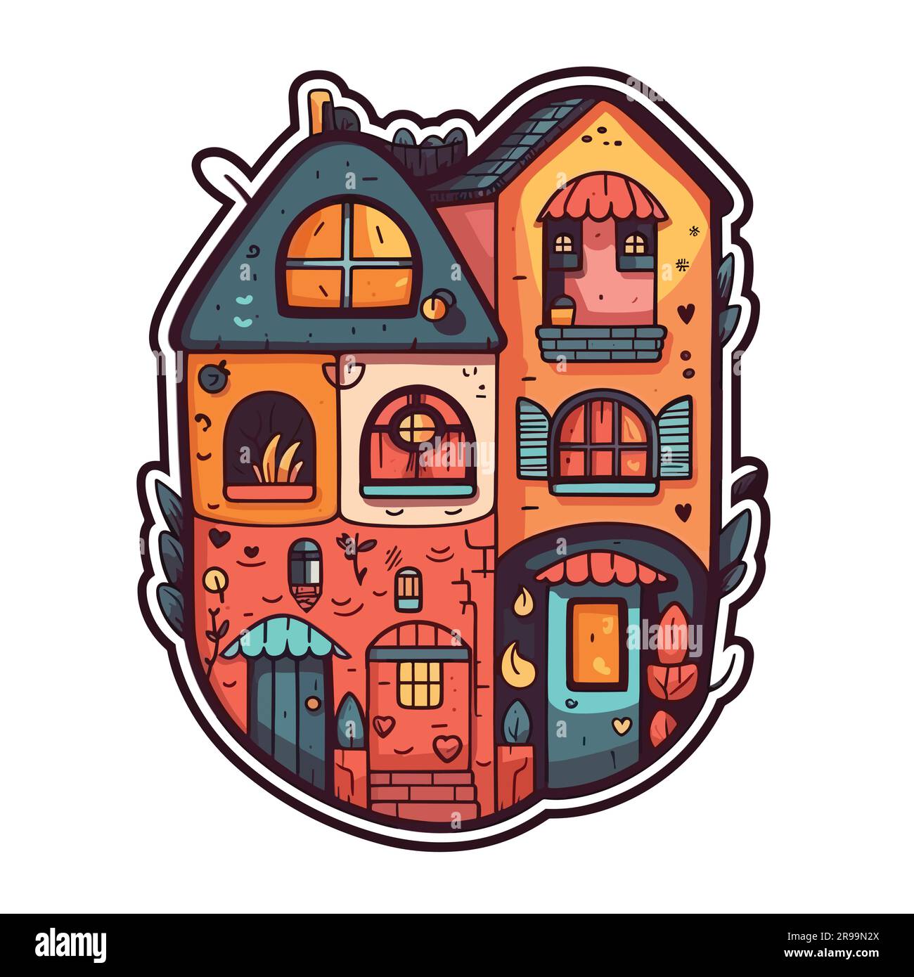 house sticker cute collage white background in the isolated Stock