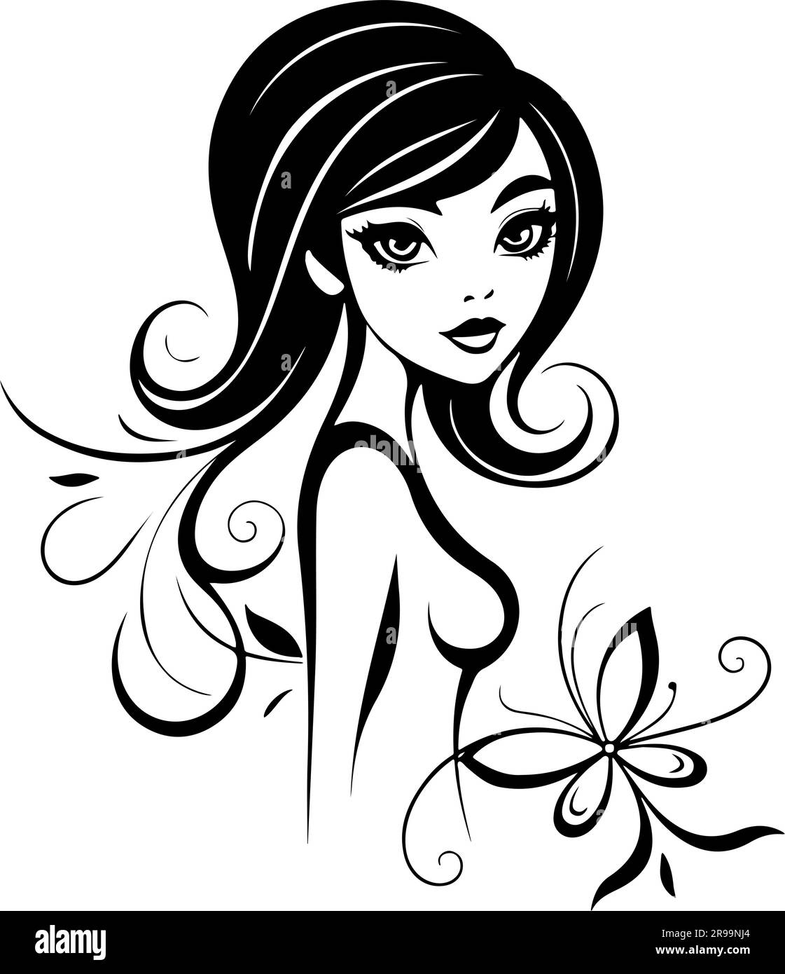Vector illustration, a joyful young woman radiating happiness and 