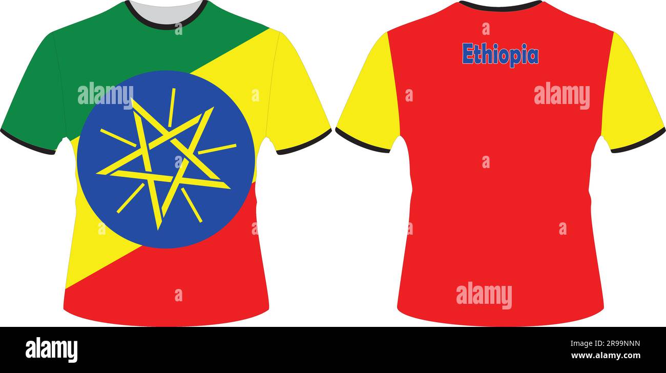 T Shirts Design with Ethiopia Flag Vector Stock Vector