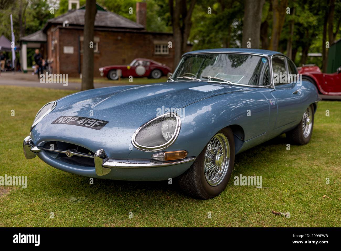1968 Jaguar E-Type, on display at the Bicester Flywheel held at the Bicester Heritage Centre on the 17th June 2023. Stock Photo