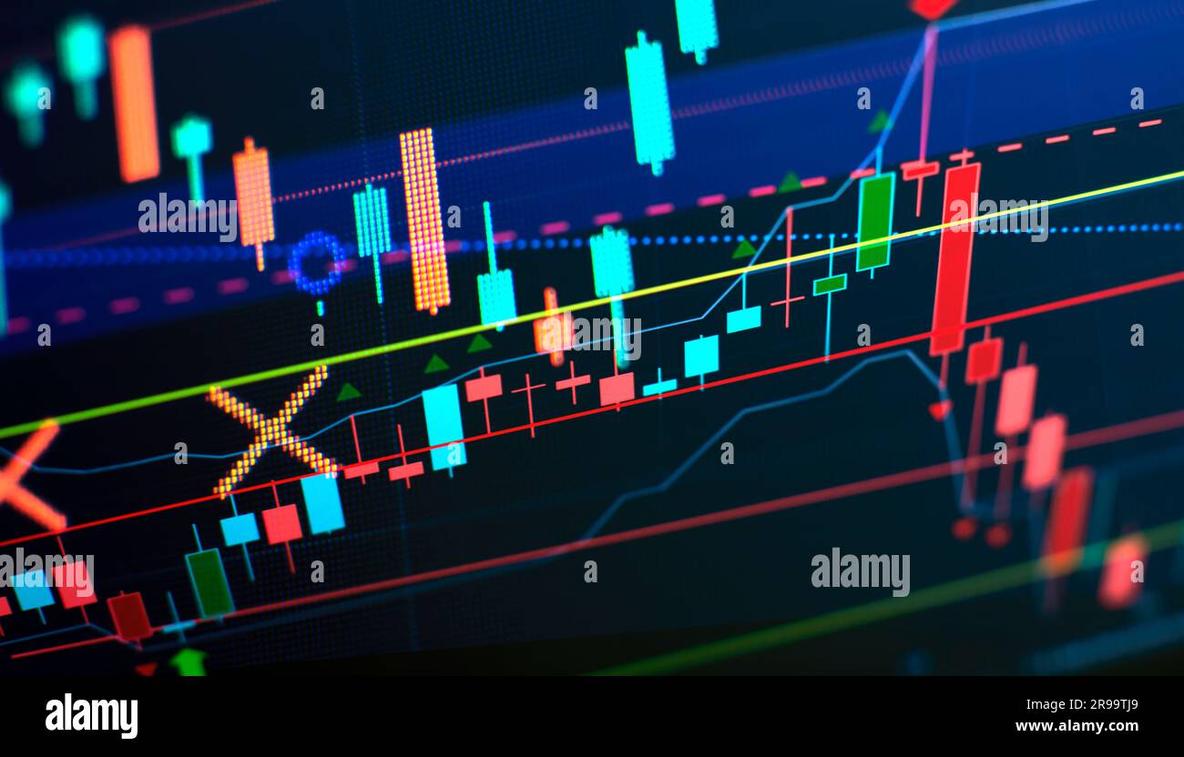 green candlesticks going up indicating crypto rising in value ...