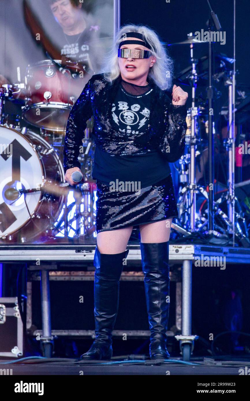 Blondie performs during Glastonbury Festival in Worthy Farm, Somerset