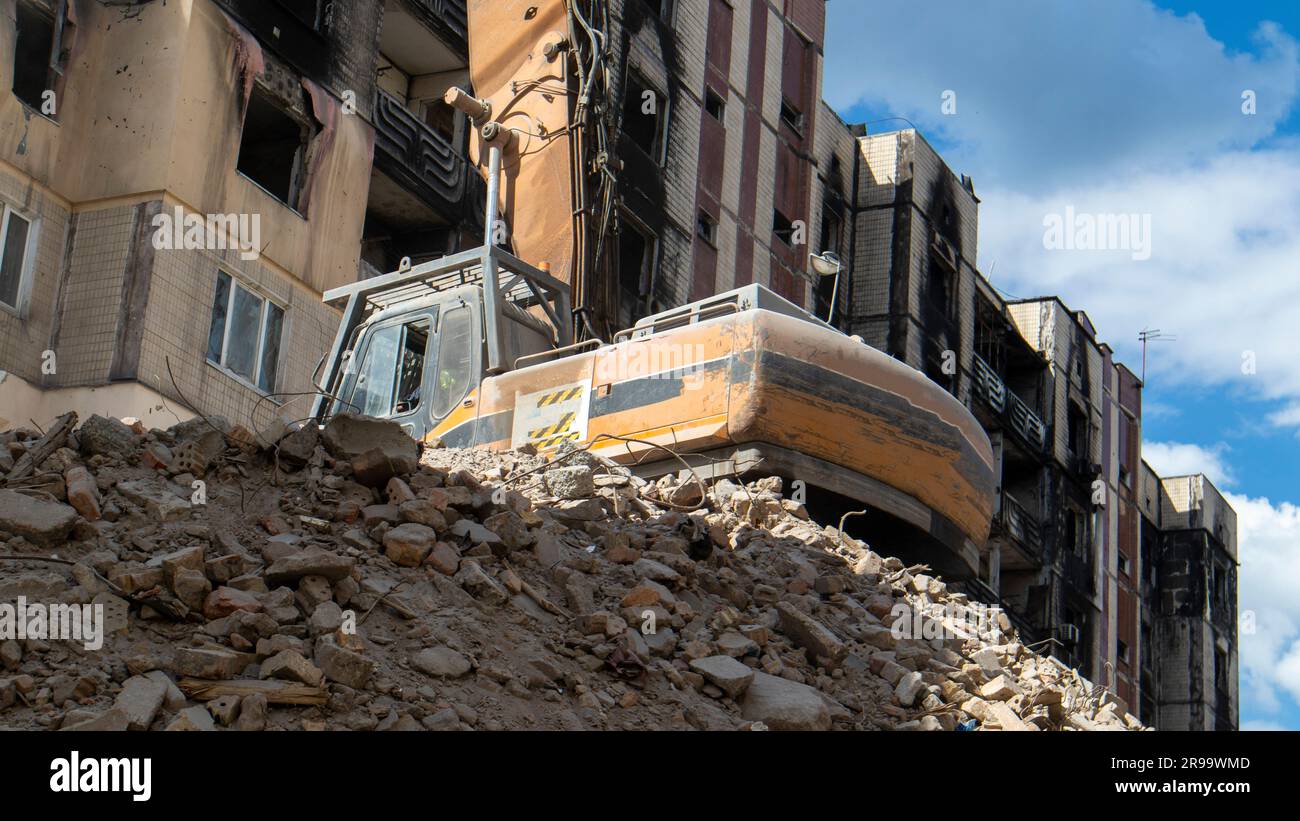 The process of demolition of the old dismantling of the building. The ...