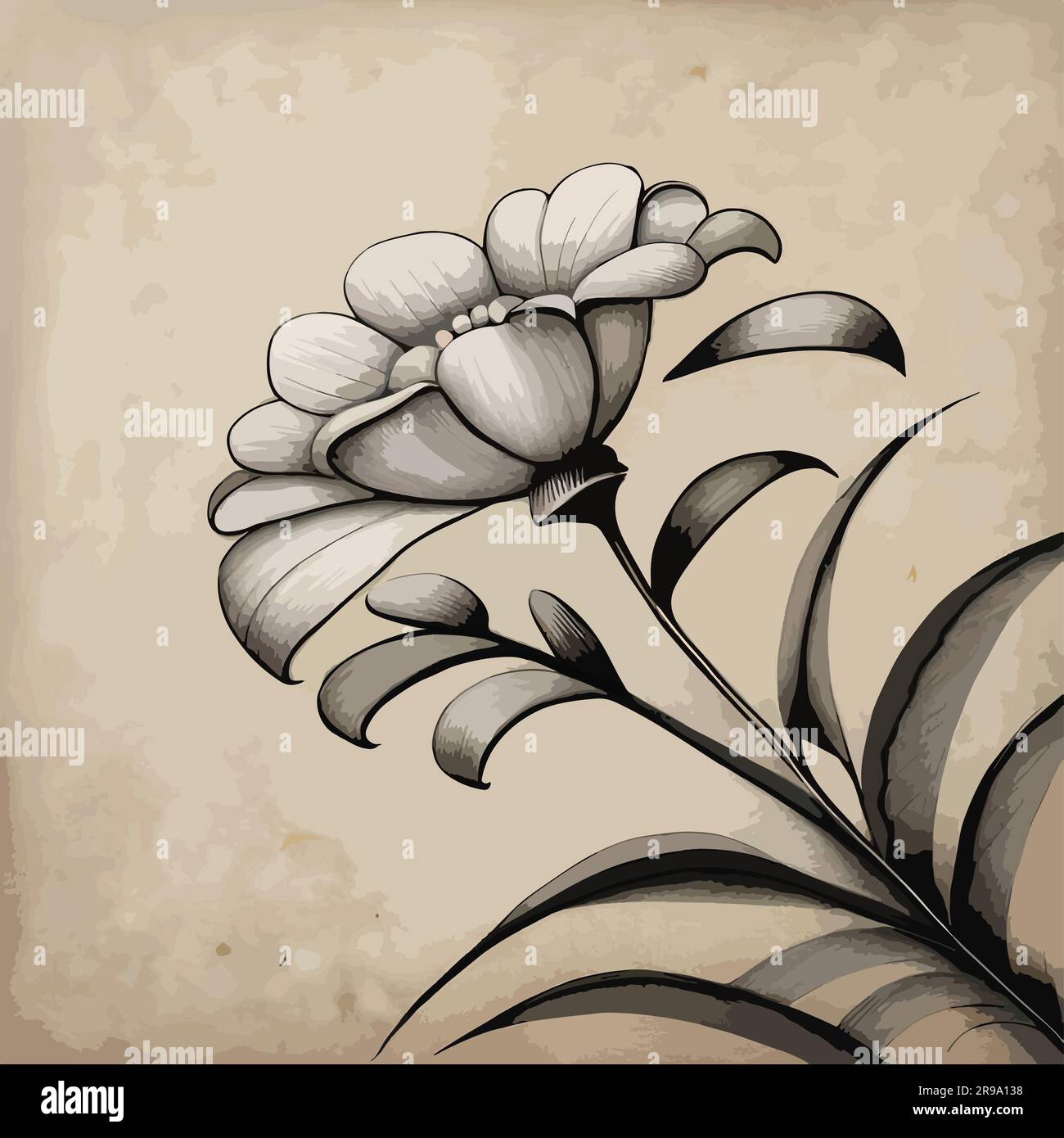 line drawing flower watercolor art Stock Vector Image & Art Alamy