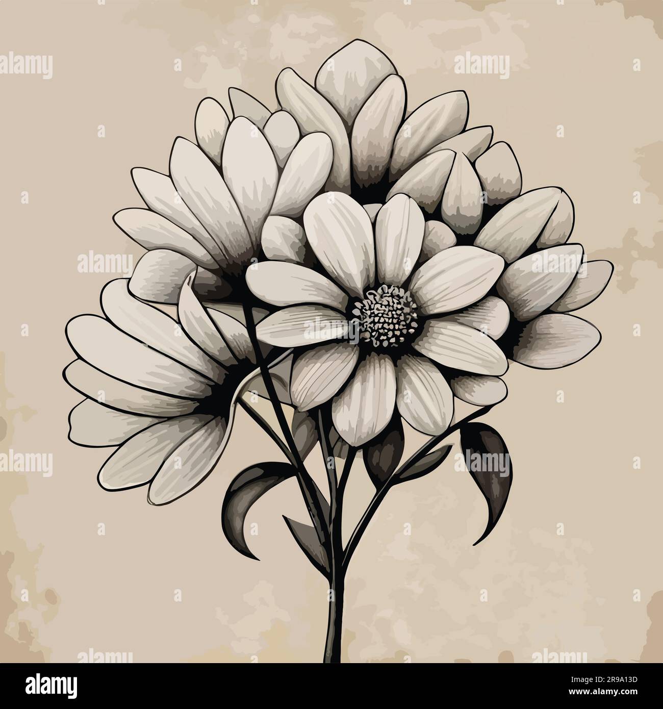 line drawing flower watercolor art Stock Vector Image & Art - Alamy