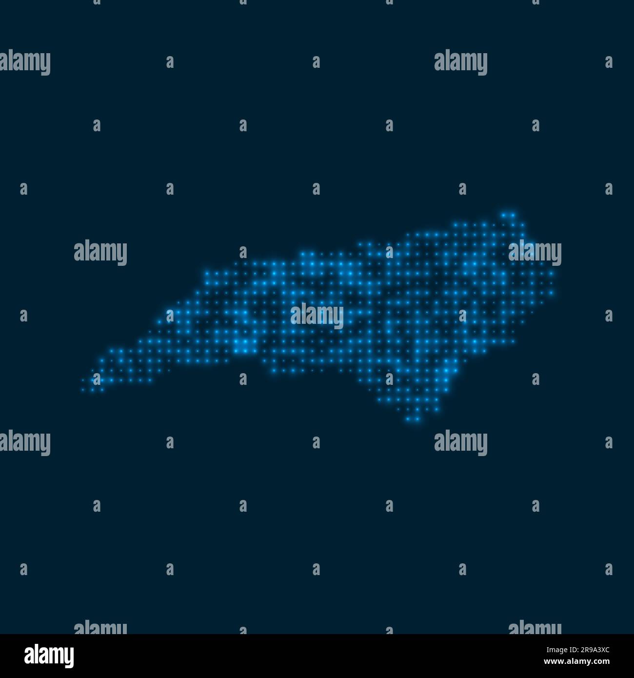 North Carolina dotted glowing map. Shape of the US state with blue ...