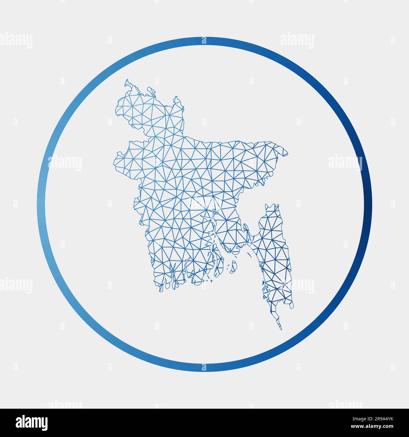 Bangladesh icon. Network map of the country. Round Bangladesh sign with gradient ring