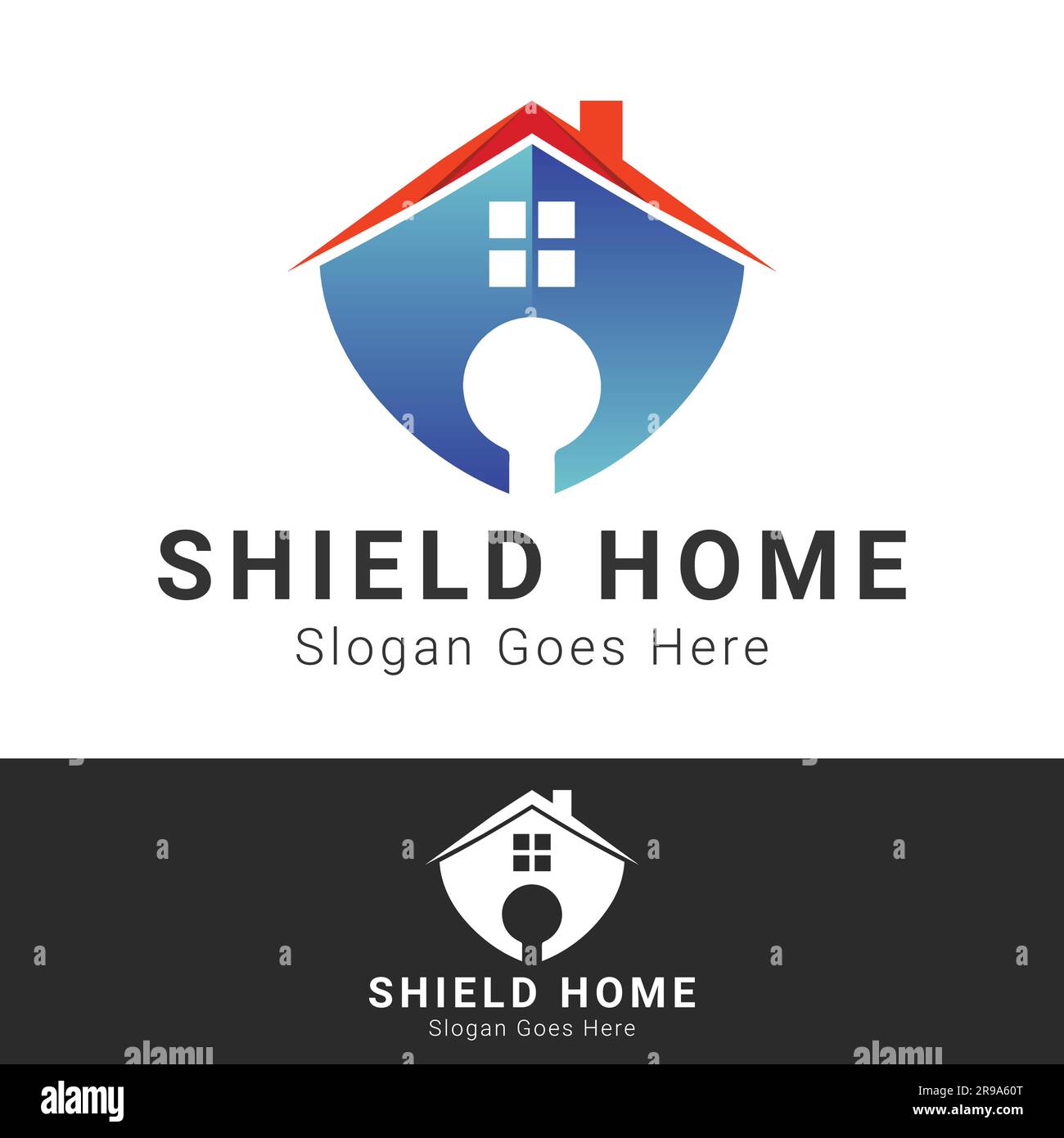 House Shield Logo Design Home Security Logotype Safe House Security Stock Vector
