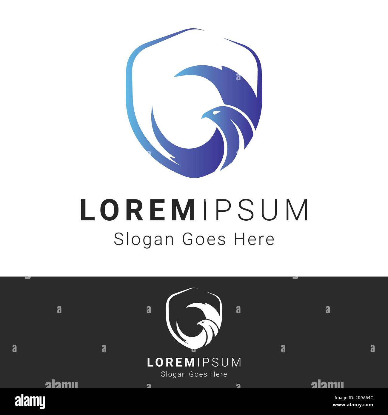 3D Eagle Shield Logo Design Blue Eagle Security Logotype Tach IT Stock Vector