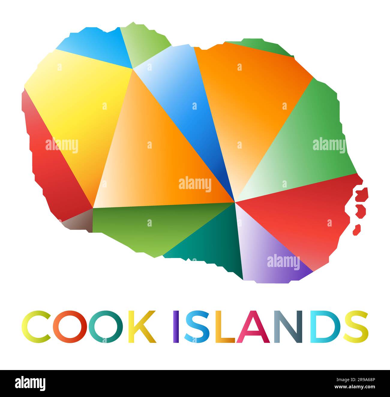 Bright Colored Cook Islands Shape Multicolor Geometric Style Island