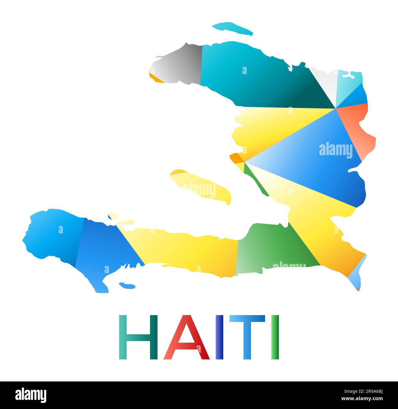 Bright colored Haiti shape. Multicolor geometric style country logo. Modern trendy design. Charming vector illustration. Stock Vector
