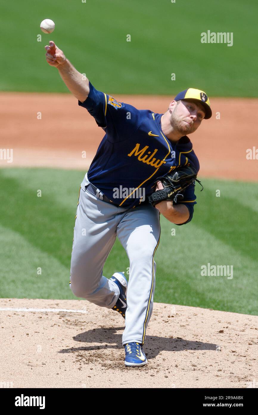 Milwaukee Brewers starting pitcher Corbin Burnes delivers against the