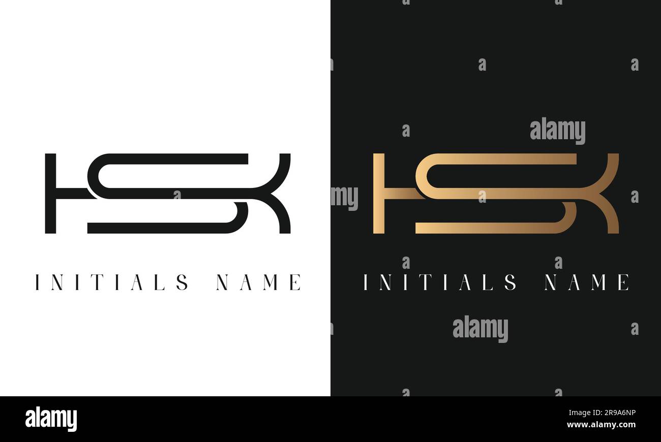 Luxury Initial KS or SK Monogram Text Letter  Logo Design Stock Vector