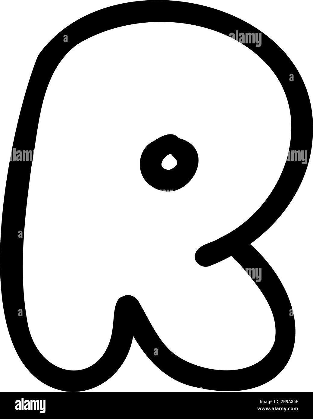 Outline R letter of latin english font Stock Vector