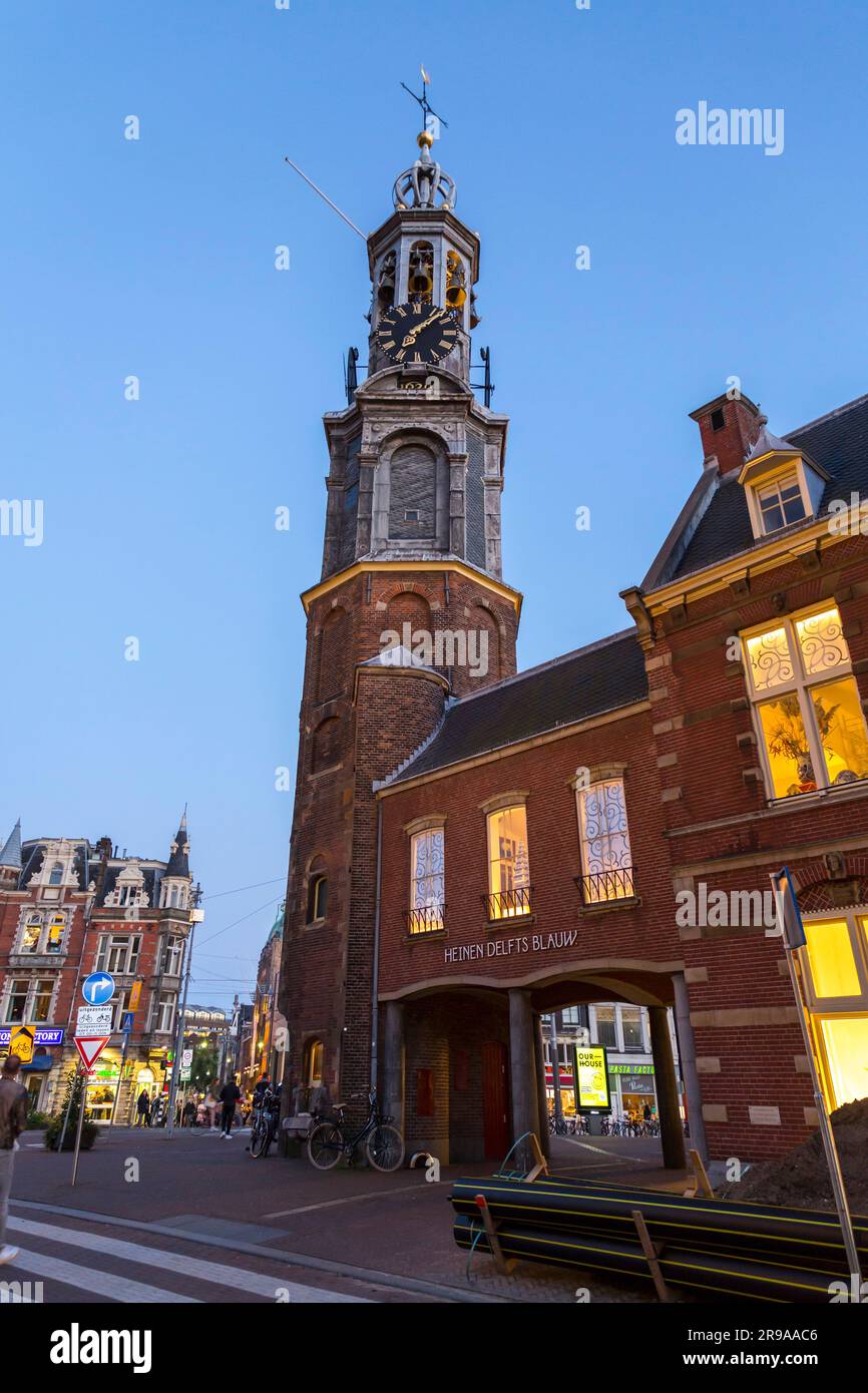 Amsterdam, NL - October 12, 2021: The Munttoren, Mint Tower is a tower in Amsterdam, the Netherlands. It stands on the busy Muntplein square, where th Stock Photo