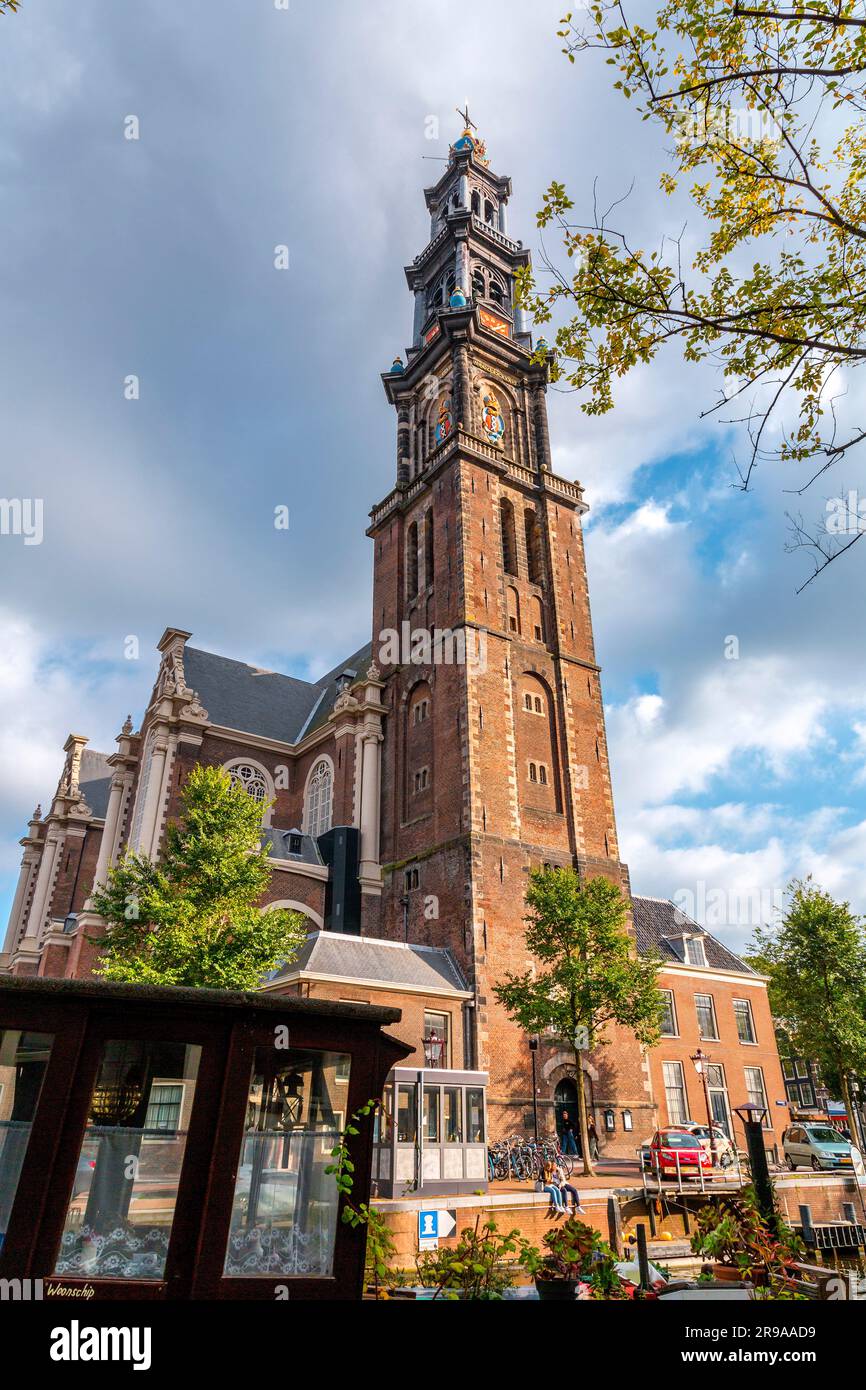 Amsterdam, NL - October 10, 2021: The Westerkerk, Western Church is a Reformed church within Dutch Protestant Calvinism in central Amsterdam, Netherla Stock Photo