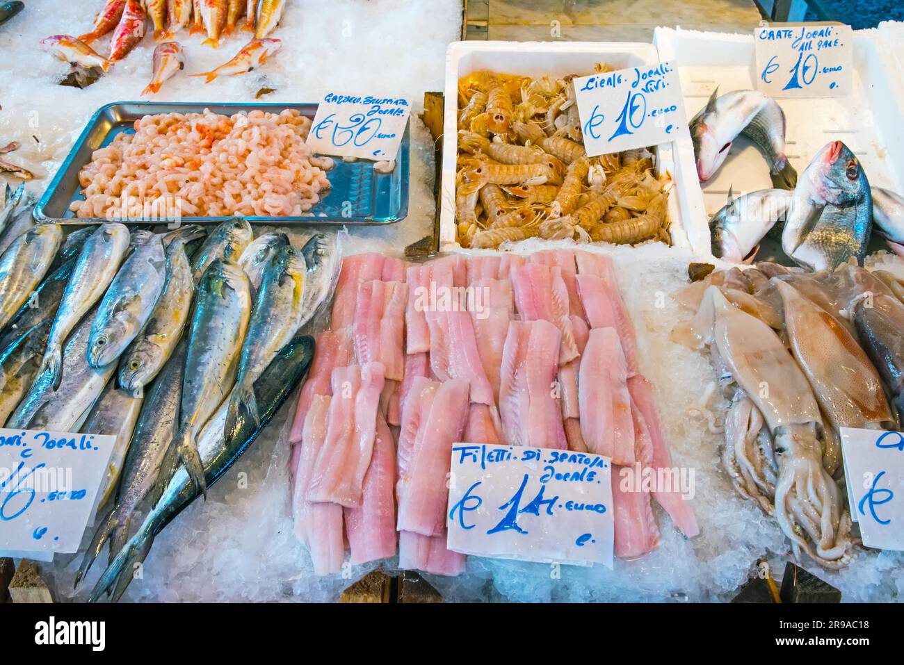 Fish and seafood at a market in Palermo, Sicily Stock Photo Alamy