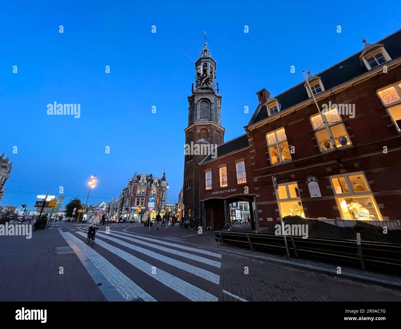 Amsterdam, NL - October 12, 2021: The Munttoren, Mint Tower is a tower in Amsterdam, the Netherlands. It stands on the busy Muntplein square, where th Stock Photo