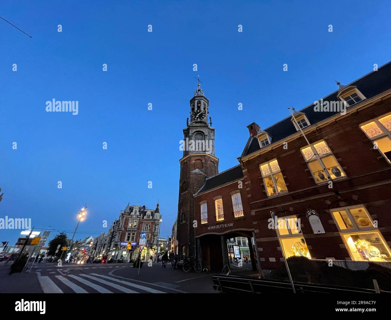 Amsterdam, NL - October 12, 2021: The Munttoren, Mint Tower is a tower in Amsterdam, the Netherlands. It stands on the busy Muntplein square, where th Stock Photo