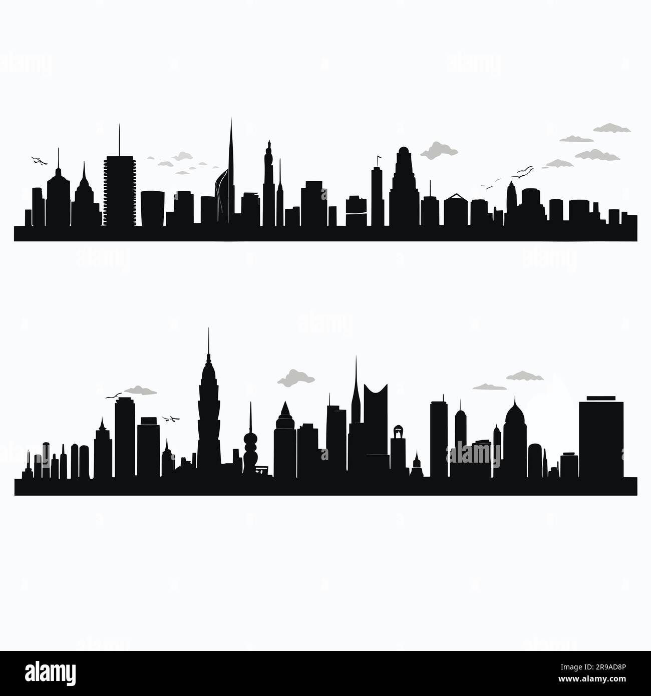 City skyline at night black and white Stock Vector Images - Alamy