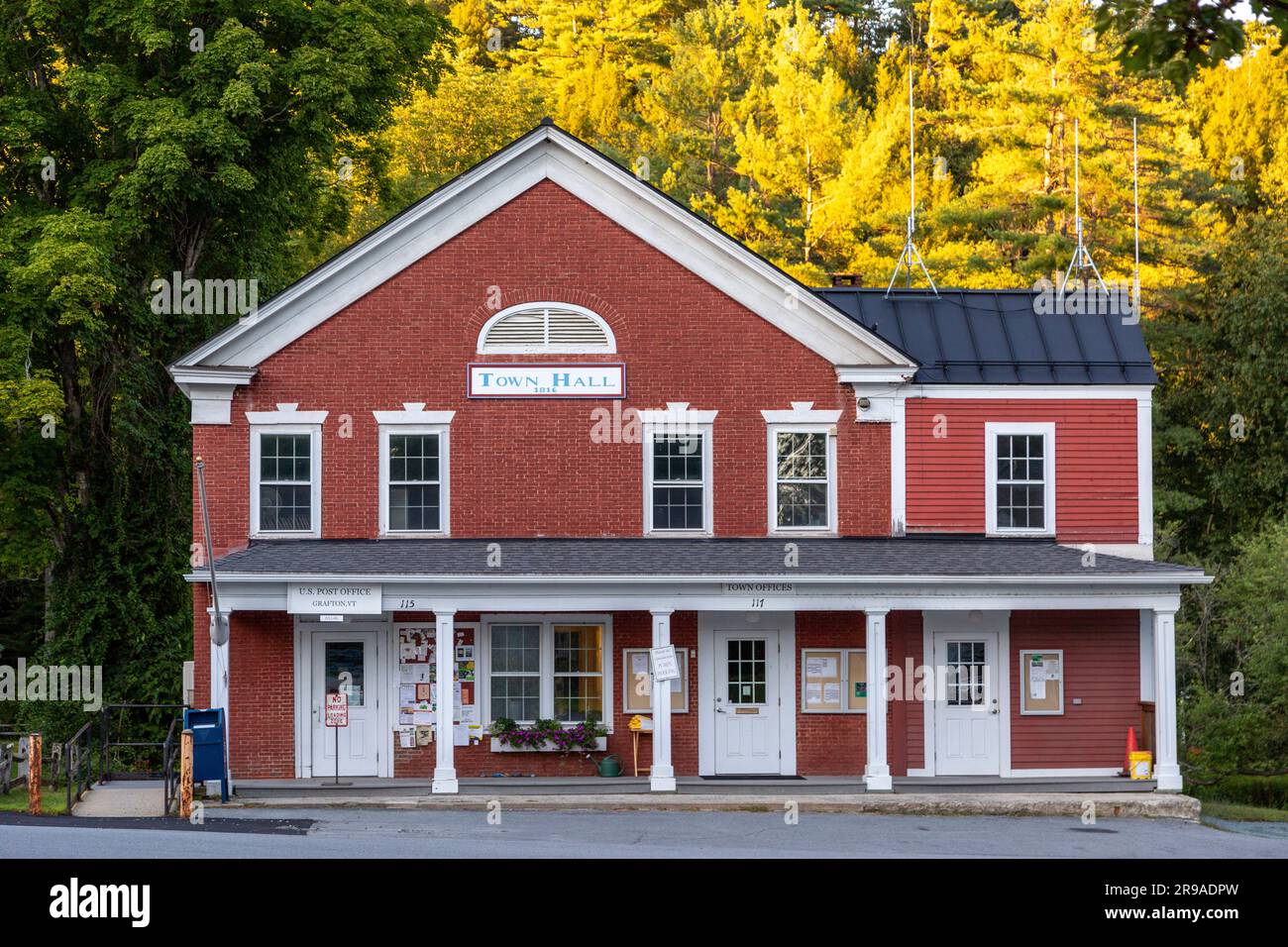 Town Hall and Tiny Post office in Rural Area, Grafton, Vermont, USA Stock Photo