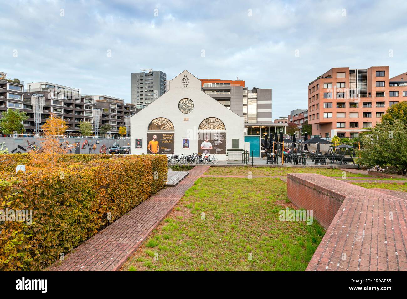 Maastricht, Holland - October 16, 2021: De Bordenhal Toneelgroep Maastricht, an independent theater and cafe-restaurant in Ceramique Center, Maastrich Stock Photo